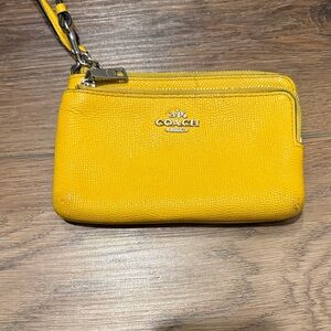 Coach Vibrant Yellow Leather Wristlet